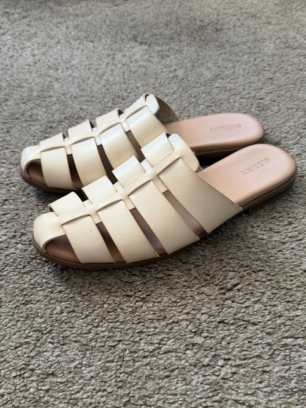 Madewell Dupes Cream Woven Leather Slide Mules